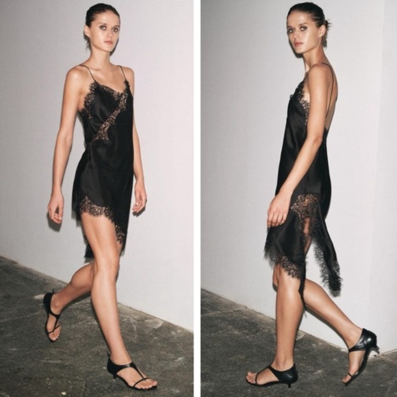 Zara Dresses & Skirts - Zara NWT asymmetric lace dress black 5919/200